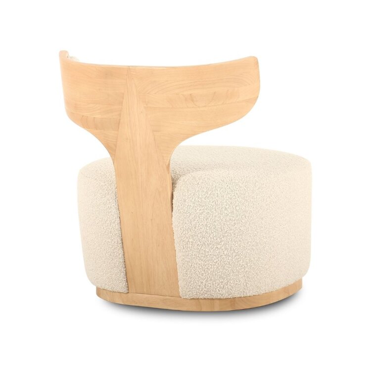 Atelier Home Declan Swivel Chair- Boucle Ivory/Natural Oak