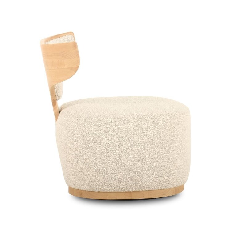 Atelier Home Declan Swivel Chair- Boucle Ivory/Natural Oak