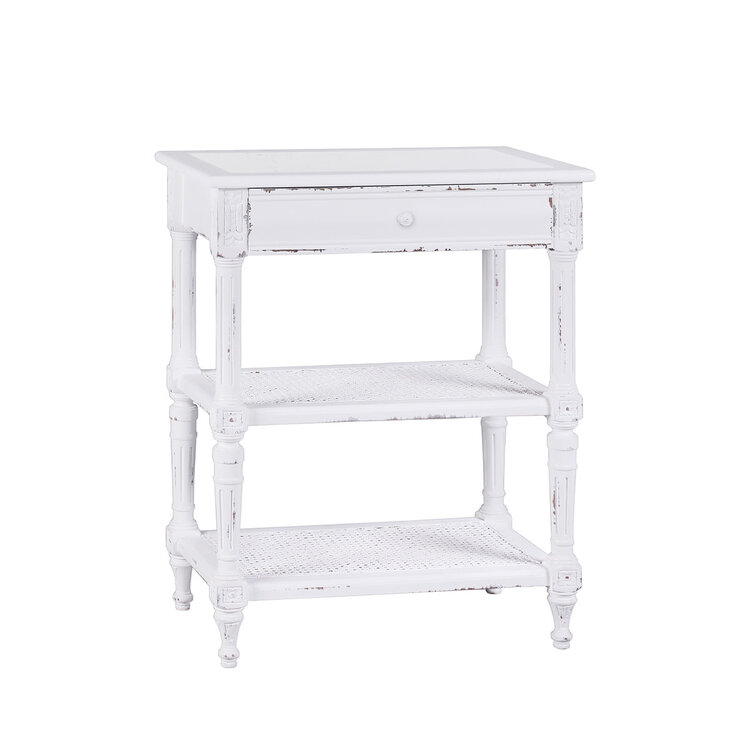 Beyond Borders Juni Wood Top Nightstand- French White Distressed