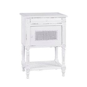 Beyond Borders Bjorn Marble Top Nightstand- French White Distressed