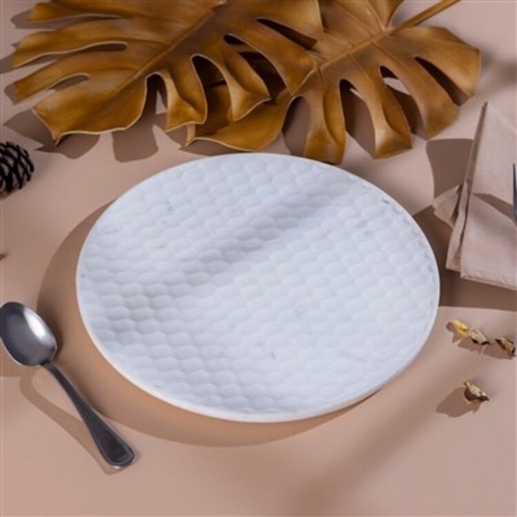 Large White Marble Round Platter