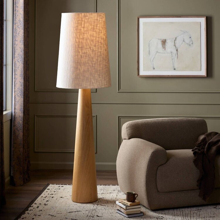 Four Hands Nora Drum Floor Lamp- Light Oak