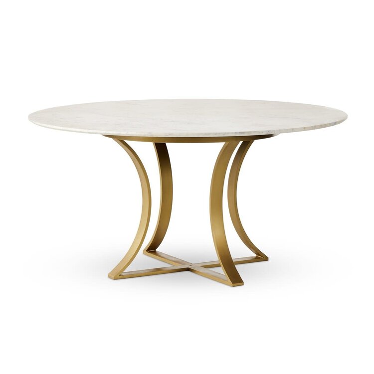 Four Hands 60" Gage Dining Table- Polished White Marble