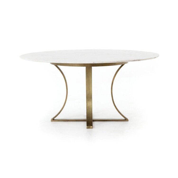 Four Hands 60" Gage Dining Table- Polished White Marble