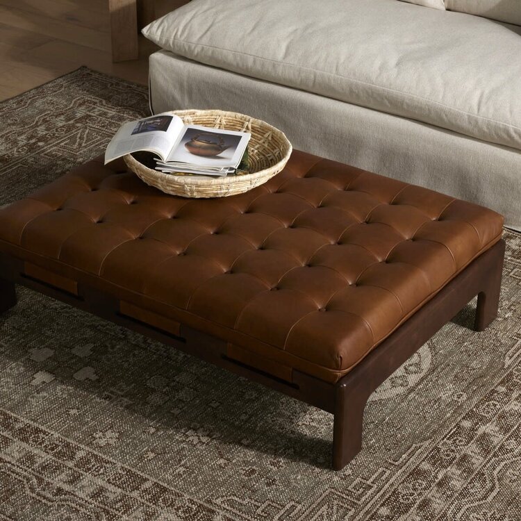 Four Hands Halston Cocktail Ottoman- Heirloom Sienna