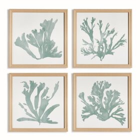 Coral Silhouettes in Soft Green Frame Art (sold individually)