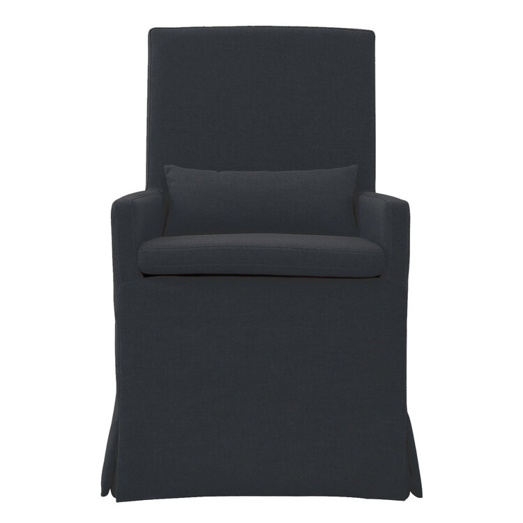 Padmas Sandspur Beach Arm Dining Chair w/ Casters- Charcoal Grey