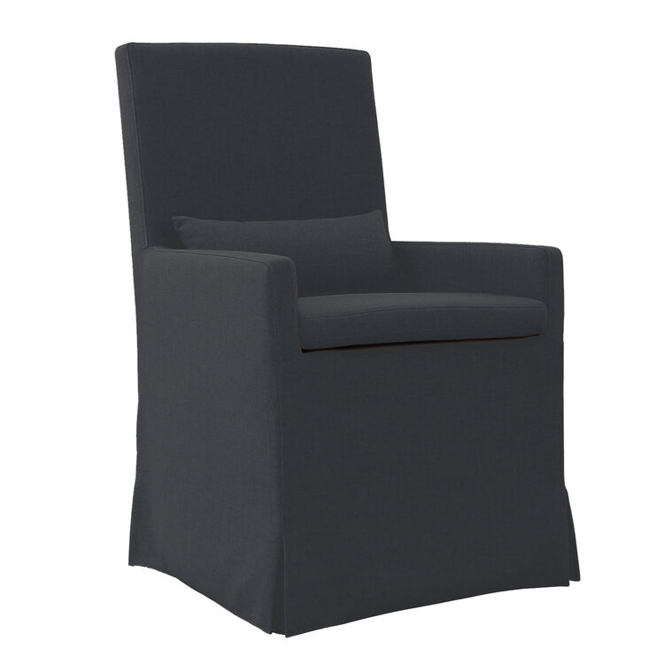 Padmas Sandspur Beach Arm Dining Chair w/ Casters- Charcoal Grey