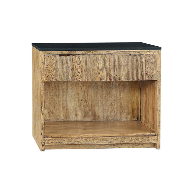 Atelier Home Berkeley 1 Drawer Bedside Chest w/Black Matte Marble Top