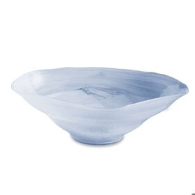 Glass Alabaster Wave Extra Large Bowl- Clear Blue