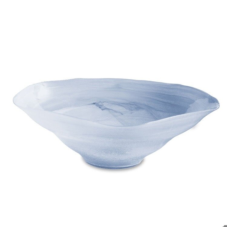Glass Alabaster Wave Extra Large Bowl- Clear Blue