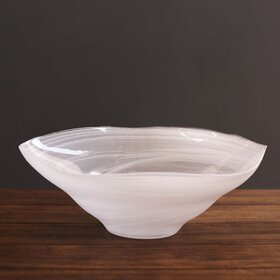 Glass Alabaster Wave Extra Large Bowl- White