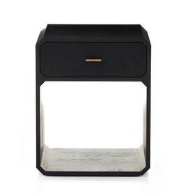 Four Hands Caspian Nightstand- Black Ash Veneer