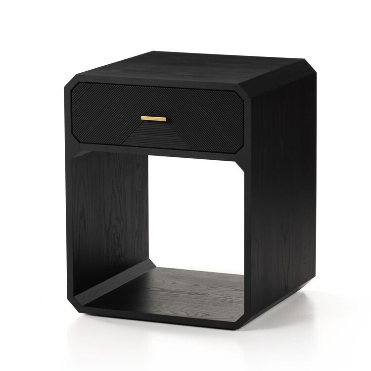 Four Hands Caspian Nightstand- Black Ash Veneer