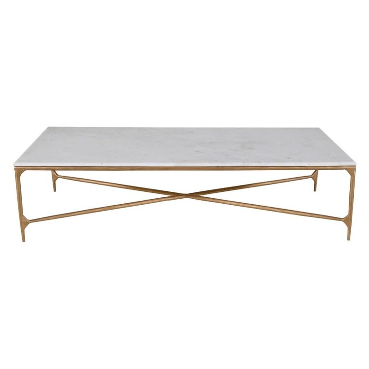 Beyond Borders 72" Gilda Rectangular Coffee Table w/Marble Top- Gold