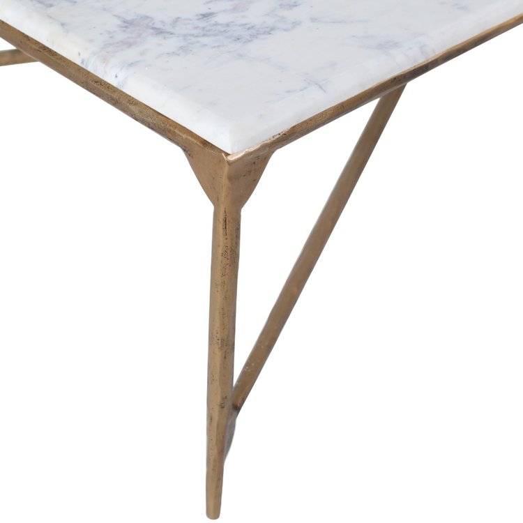 Beyond Borders 72" Gilda Rectangular Coffee Table w/Marble Top- Gold
