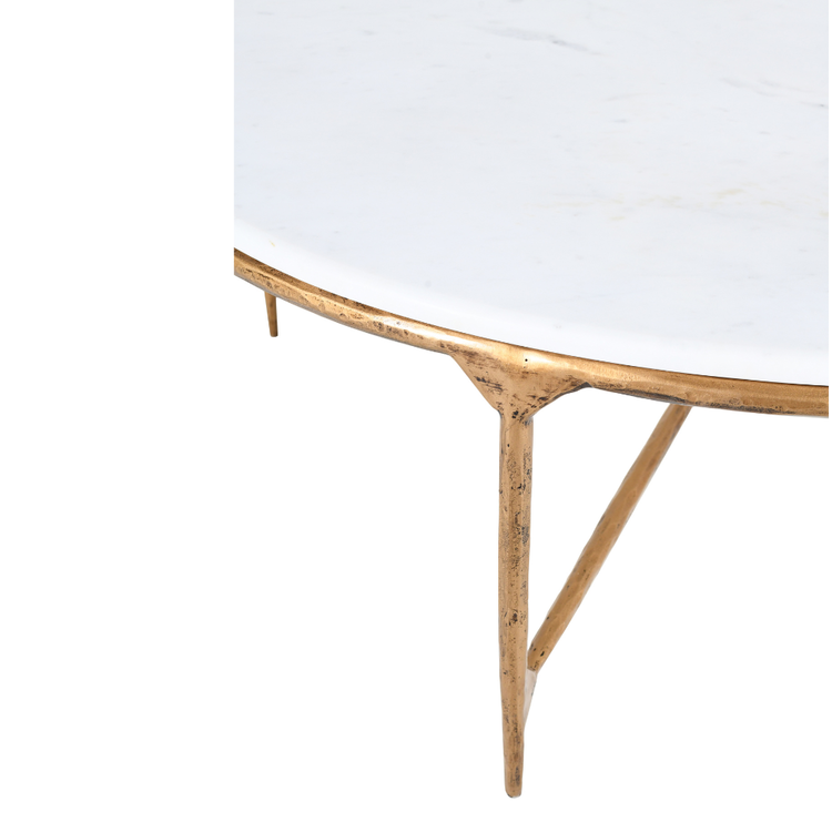 Beyond Borders Gilda Round Coffee Table w/ Marble Top- Gold