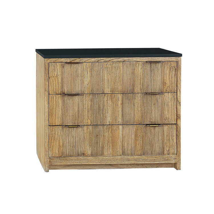 Atelier Home Berkeley 3 Drawer Bedside Table w/ Black Matte Marble Top