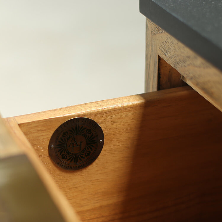 Atelier Home Berkeley 3 Drawer Bedside Table w/ Black Matte Marble Top