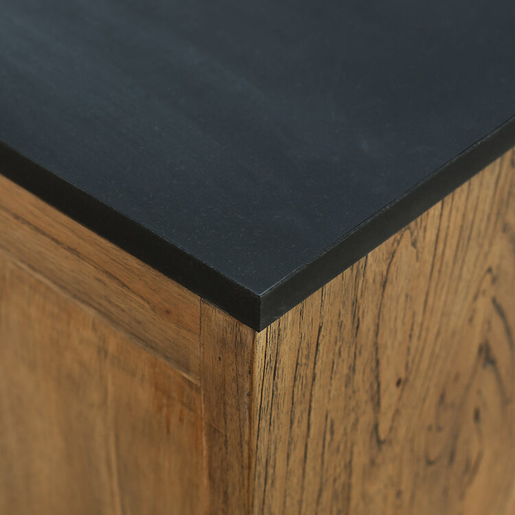 Atelier Home Berkeley 3 Drawer Bedside Table w/ Black Matte Marble Top