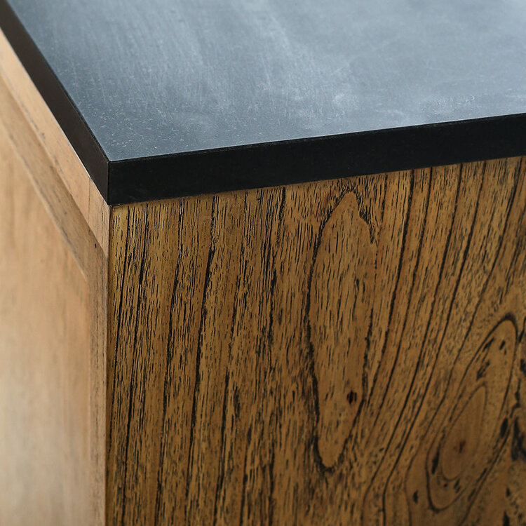 Atelier Home Berkeley 3 Drawer Bedside Table w/ Black Matte Marble Top