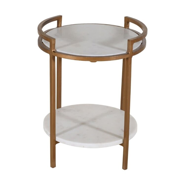 Atelier Home Celia Bar Table- Gilded White Marble
