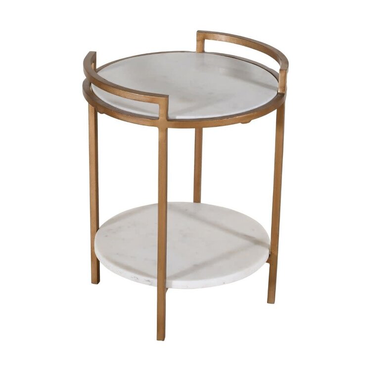 Atelier Home Celia Bar Table- Gilded White Marble