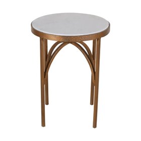Atelier Home Tabias Accent Table- Gilded White Marble