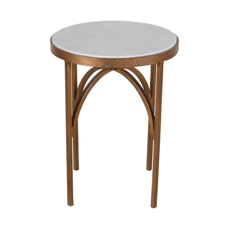 Atelier Home Tabias Accent Table- Gilded White Marble