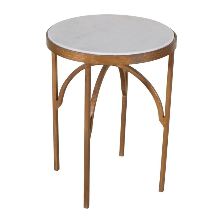 Atelier Home Tabias Accent Table- Gilded White Marble