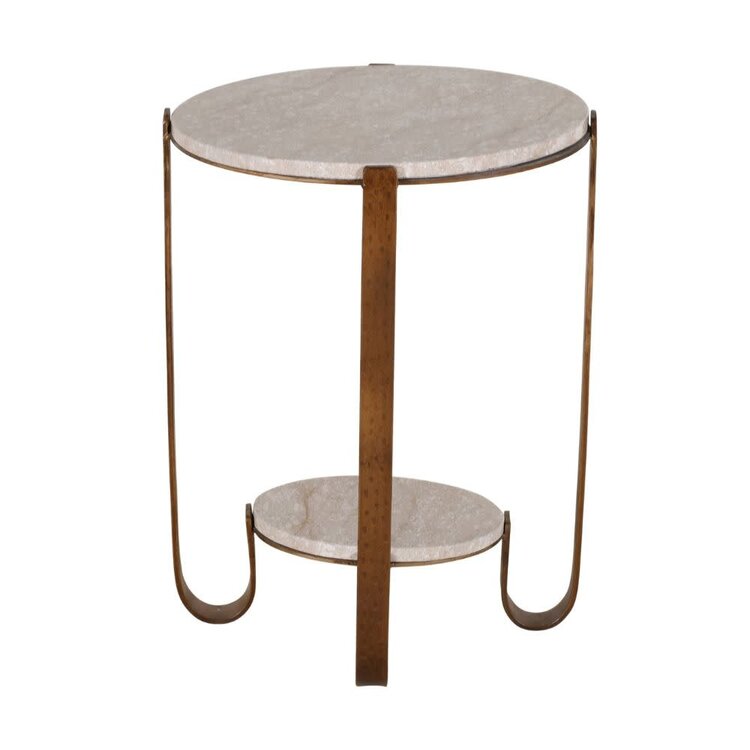 Atelier Home Garrett Accent Table- Gilded Bortizino Stone