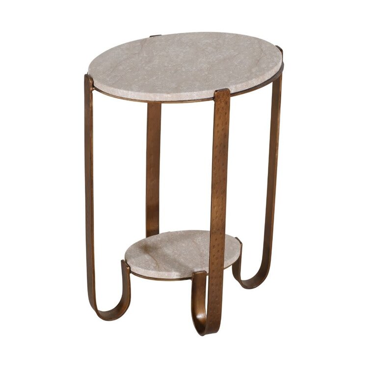 Atelier Home Garrett Accent Table- Gilded Bortizino Stone