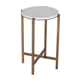 Atelier Home Alaric Accent Table- Gilded  White Marble