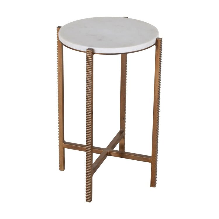Atelier Home Alaric Accent Table- Gilded  White Marble
