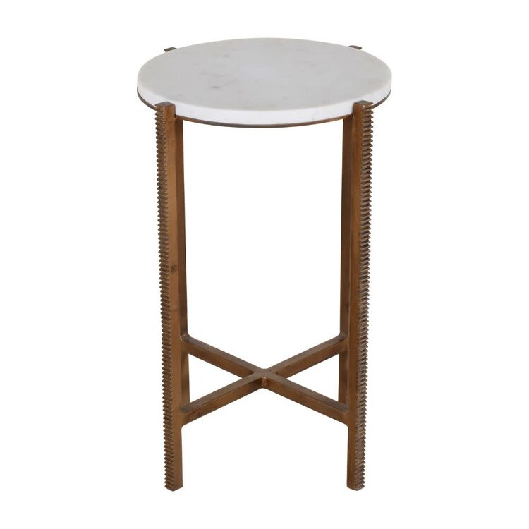 Atelier Home Alaric Accent Table- Gilded  White Marble