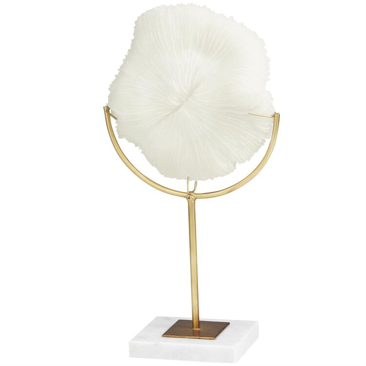 Atelier Home 15" Coral Sculpture on Stand with Marble Base