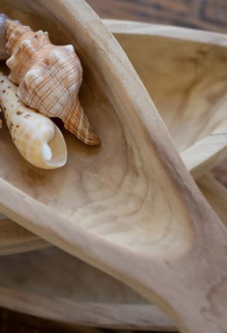 Carved Wood Fish Bowl-