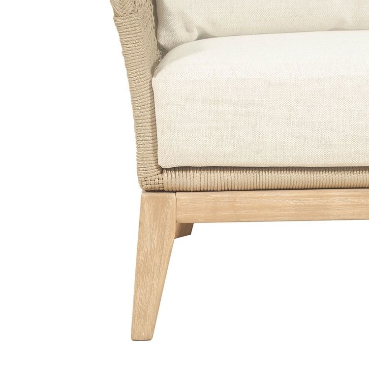 GatherCraft Loretta Outdoor Club Chair- Acacia, Aluminum, PP Rope, Brooklyn Oatmeal