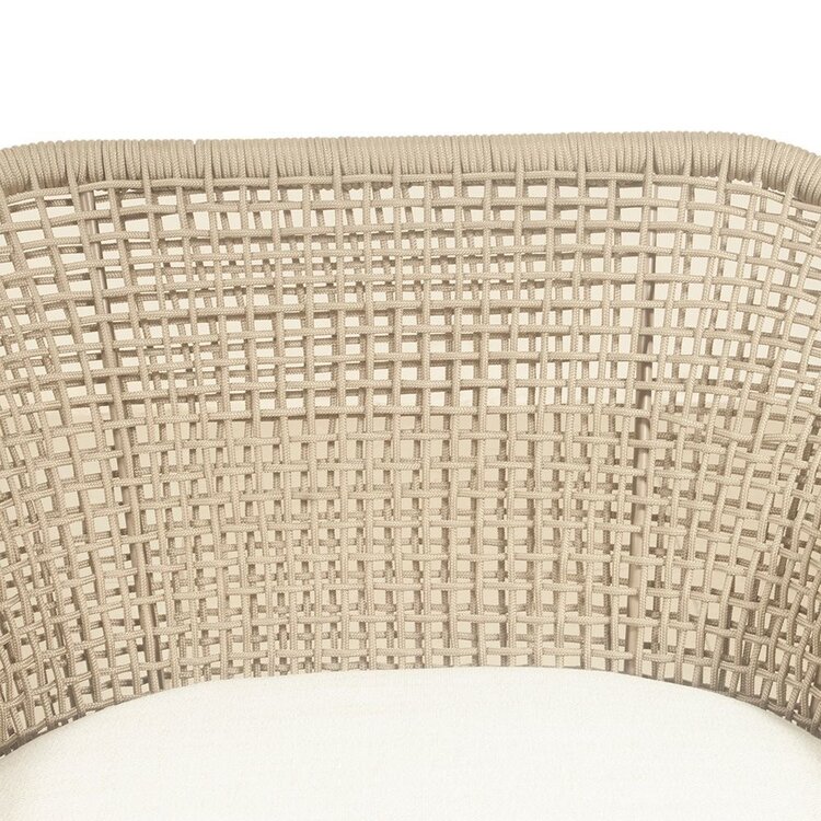 GatherCraft Loretta Outdoor Club Chair- Acacia, Aluminum, PP Rope, Brooklyn Oatmeal