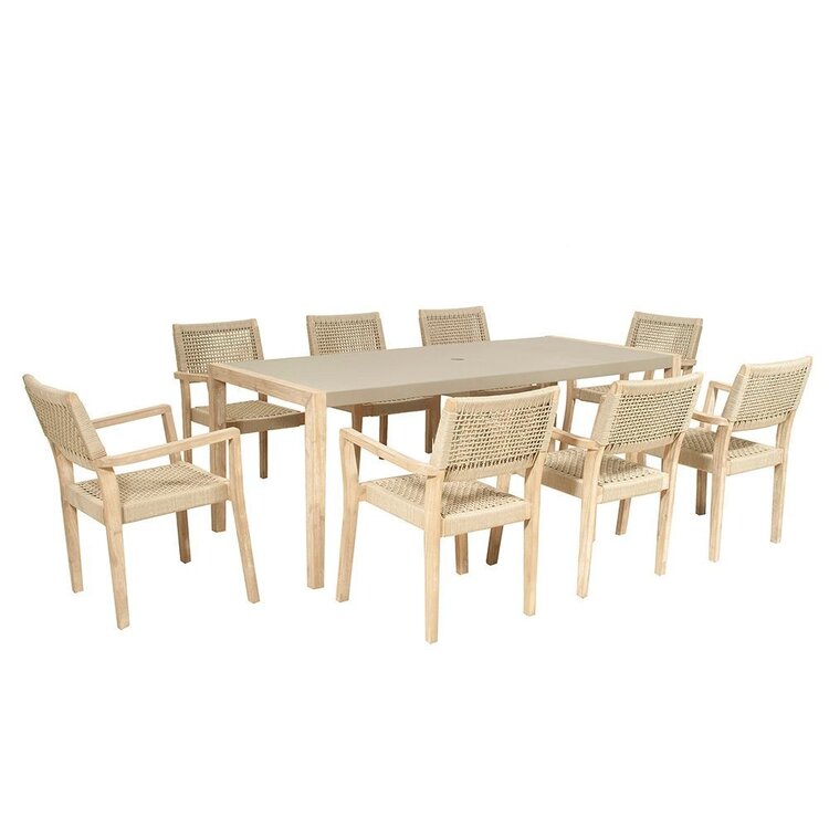 GatherCraft Ciera Outdoor Dining Table- Acacia, Duralcrete