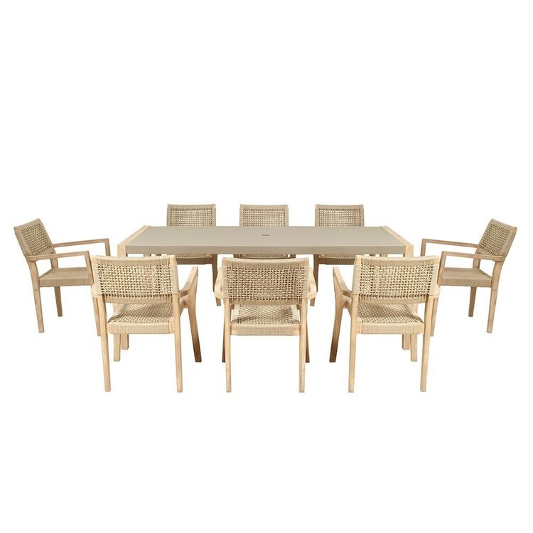 GatherCraft Ciera Outdoor Dining Table- Acacia, Duralcrete
