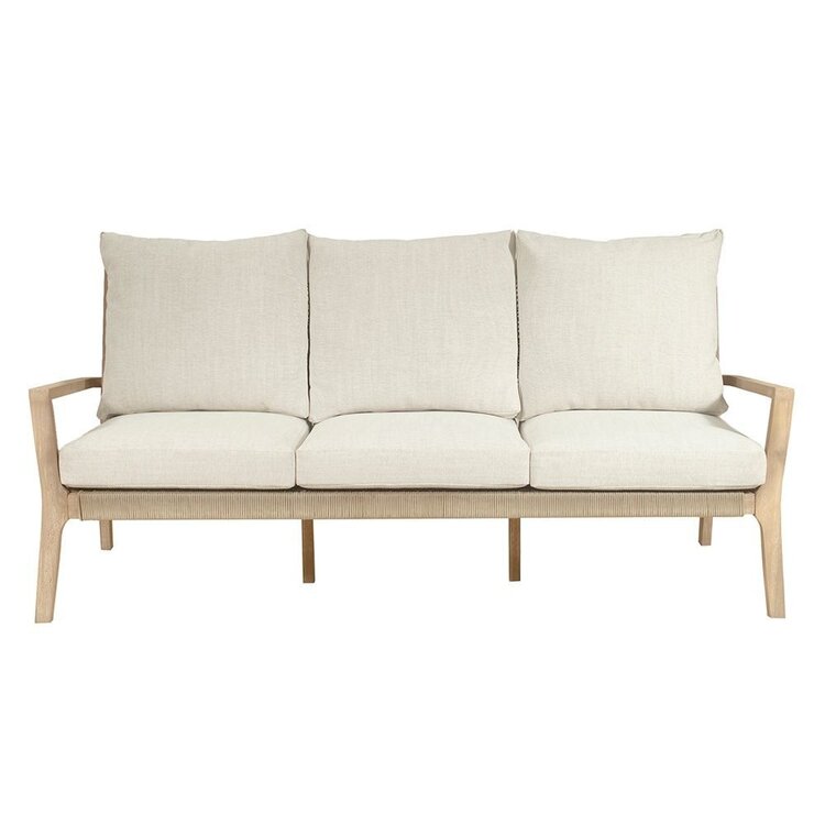 GatherCraft Ciera Outdoor Sofa- Acacia, PP Rope, Brooklyn Oatmeal