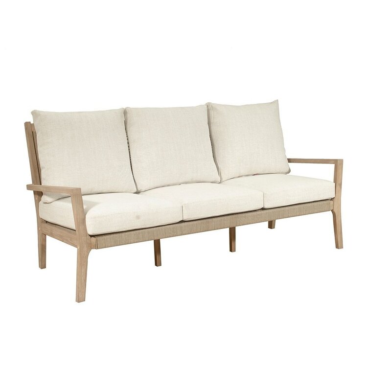 GatherCraft Ciera Outdoor Sofa- Acacia, PP Rope, Brooklyn Oatmeal