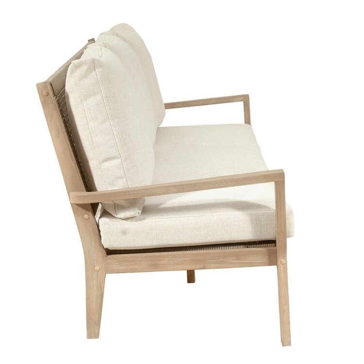 GatherCraft Ciera Outdoor Sofa- Acacia, PP Rope, Brooklyn Oatmeal