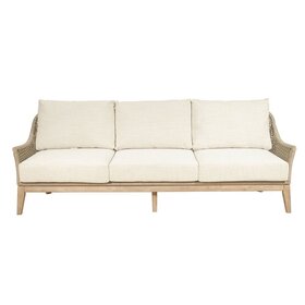 GatherCraft Loretta Outdoor Sofa- Acacia, Aluminum, PP Rope, Brooklyn Oatmeal