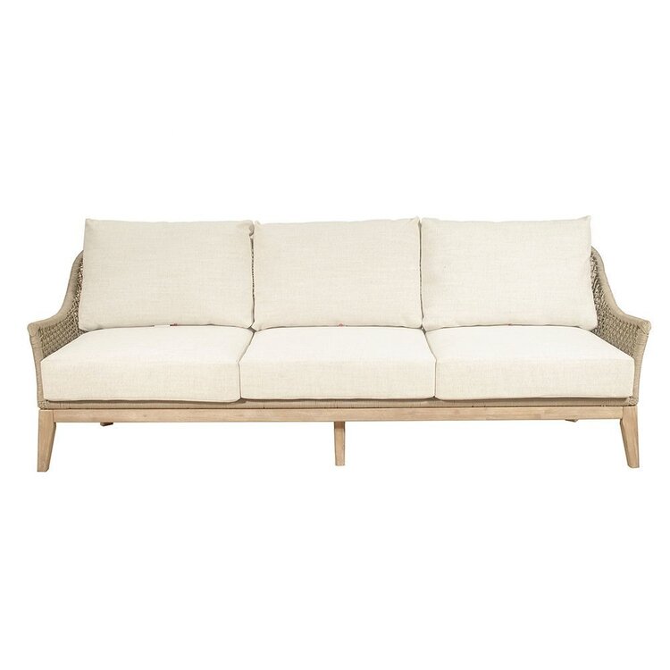 GatherCraft Loretta Outdoor Sofa- Acacia, Aluminum, PP Rope, Brooklyn Oatmeal