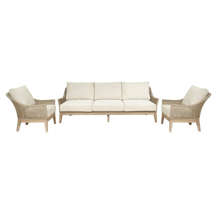 GatherCraft Loretta Outdoor Sofa- Acacia, Aluminum, PP Rope, Brooklyn Oatmeal