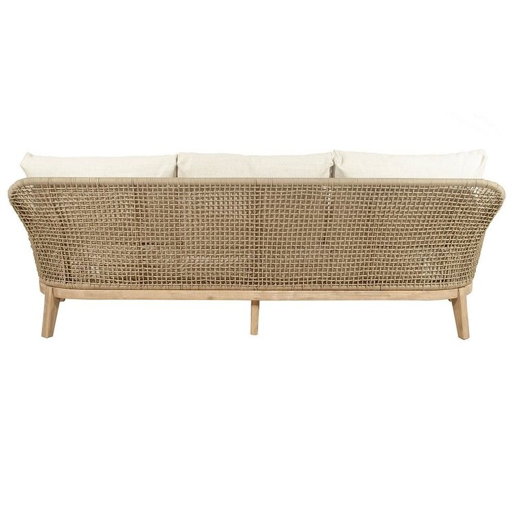 GatherCraft Loretta Outdoor Sofa- Acacia, Aluminum, PP Rope, Brooklyn Oatmeal