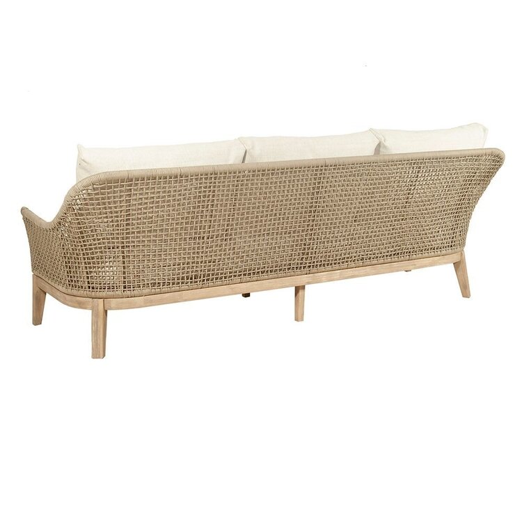 Loretta Outdoor Sofa- Acacia, Aluminum, PP Rope, Brooklyn Oatmeal