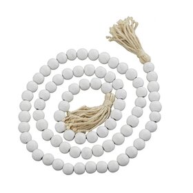 Jes & Gray Round Wood Bead Garland w/ White Tassle